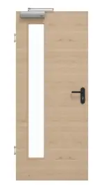 Frontansicht von GARANT Rauchschutztür Natura Ahorn GCK08 mit Lichtausschnitt LA-4 bandseitig