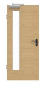 Frontansicht von GARANT Rauchschutztür Quer Authentic Asteiche GCK08 mit Lichtausschnitt LA-4 bandseitig