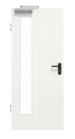 Frontansicht von GARANT Rauchschutztür Quer Authentic Bianco GCK08 mit Lichtausschnitt LA-4 bandseitig