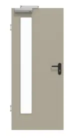 Frontansicht von GARANT Rauchschutztür Matt Seidengrau 7044 G-TEC mit Lichtausschnitt LA-4 bandseitig