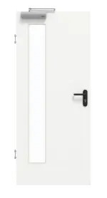 Frontansicht von GARANT Rauchschutztür U11209SD Edelweiß GHK08 mit Lichtausschnitt LA-4 bandseitig