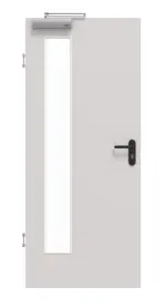 Frontansicht von GARANT Rauchschutztür U12188SD Lichtgrau GHK08 mit Lichtausschnitt LA-4 bandseitig