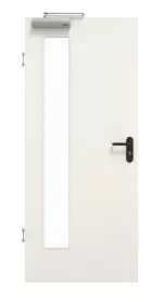 Frontansicht von GARANT Rauchschutztür Weiß Struktur Premium GCK08 mit Lichtausschnitt LA-4 bandseitig