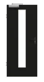 Frontansicht von GARANT Rauchschutztür 0901-60 Black Resopal mit Lichtausschnitt LA-4 mittig