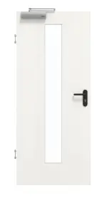 Frontansicht von GARANT Rauchschutztür Authentic Bianco GCK08 mit Lichtausschnitt LA-4 mittig