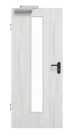 Frontansicht von GARANT Rauchschutztür Authentic Grigio GCK08 mit Lichtausschnitt LA-4 mittig