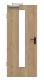 Frontansicht von GARANT Rauchschutztür Authentic Risseiche GCK08 mit Lichtausschnitt LA-4 mittig