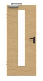 Frontansicht von GARANT Rauchschutztür Quer Authentic Asteiche GCK08 mit Lichtausschnitt LA-4 mittig