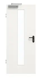 Frontansicht von GARANT Rauchschutztür Quer Authentic Bianco CePaL mit Lichtausschnitt LA-4 mittig