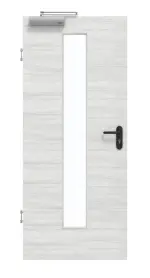 Frontansicht von GARANT Rauchschutztür Quer Authentic Grigio GCK08 mit Lichtausschnitt LA-4 mittig