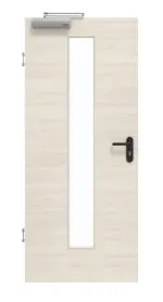 Frontansicht von GARANT Rauchschutztür Quer Authentic Perl GCK08 mit Lichtausschnitt LA-4 mittig