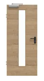 Frontansicht von GARANT Rauchschutztür Quer Authentic Risseiche GCK08 mit Lichtausschnitt LA-4 mittig