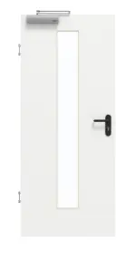 Frontansicht von GARANT Rauchschutztür D354-60 Designer White Resopal mit Lichtausschnitt LA-4 mittig