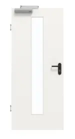 Frontansicht von GARANT Rauchschutztür Weißlack 9016 CePaL mit Lichtausschnitt LA-4 mittig