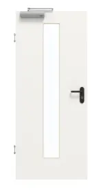 Frontansicht von GARANT Rauchschutztür Weißlack 9016 GHK08 mit Lichtausschnitt LA-4 mittig