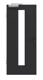 Frontansicht von GARANT Rauchschutztür Matt RAL 9005 G-TEC mit Lichtausschnitt LA-4 mittig