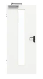 Frontansicht von GARANT Rauchschutztür U11209SD Edelweiß GHK08 mit Lichtausschnitt LA-4 mittig