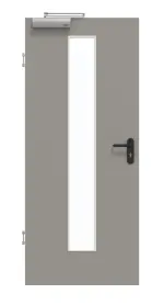 Frontansicht von GARANT Rauchschutztür U12115SD Platingrau GHK08 mit Lichtausschnitt LA-4 mittig
