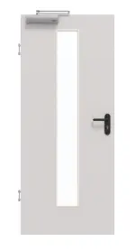 Frontansicht von GARANT Rauchschutztür U12188SD Lichtgrau GHK08 mit Lichtausschnitt LA-4 mittig