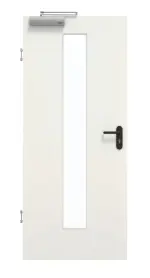 Frontansicht von GARANT Rauchschutztür Weiß Struktur Premium CePaL mit Lichtausschnitt LA-4 mittig