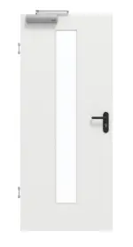 Frontansicht von GARANT Rauchschutztür Matt Weißlack 9016 G-TEC mit Lichtausschnitt LA-4 mittig