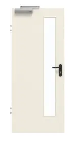 Frontansicht von GARANT Rauchschutztür 0140-60 Dawn Resopal mit Lichtausschnitt LA-4 schlossseitig