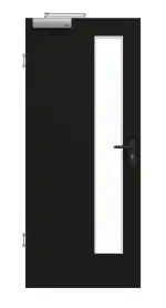 Frontansicht von GARANT Rauchschutztür 0901-60 Black Resopal mit Lichtausschnitt LA-4 schlossseitig