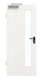 Frontansicht von GARANT Rauchschutztür Authentic Bianco CePaL mit Lichtausschnitt LA-4 schlossseitig