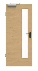 Frontansicht von GARANT Rauchschutztür Quer Authentic Asteiche CePaL mit Lichtausschnitt LA-4 schlossseitig