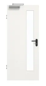 Frontansicht von GARANT Rauchschutztür Quer Authentic Bianco CePaL mit Lichtausschnitt LA-4 schlossseitig