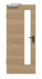 Frontansicht von GARANT Rauchschutztür Quer Authentic Risseiche CePaL mit Lichtausschnitt LA-4 schlossseitig