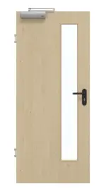 Frontansicht von GARANT Rauchschutztür Natura Ahorn CePaL mit Lichtausschnitt LA-4 schlossseitig
