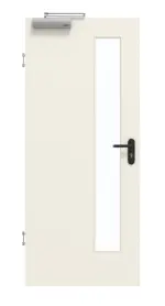 Frontansicht von GARANT Rauchschutztür Weißlack 9010 mit Lichtausschnitt LA-4 schlossseitig