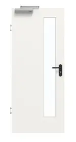 Frontansicht von GARANT Rauchschutztür Weißlack 9016 CePaL mit Lichtausschnitt LA-4 schlossseitig