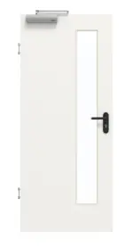 Frontansicht von GARANT Rauchschutztür Weißlack 9016 GHK08 mit Lichtausschnitt LA-4 schlossseitig