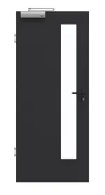 Frontansicht von GARANT Rauchschutztür Matt RAL 9005 G-TEC mit Lichtausschnitt LA-4 schlossseitig