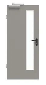 Frontansicht von GARANT Rauchschutztür U12115SD Platingrau GHK08 mit Lichtausschnitt LA-4 schlossseitig