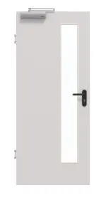 Frontansicht von GARANT Rauchschutztür U12188SD Lichtgrau GHK08 mit Lichtausschnitt LA-4 schlossseitig