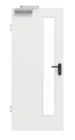 Frontansicht von GARANT Rauchschutztür Matt Weißlack 9016 G-TEC mit Lichtausschnitt LA-4 schlossseitig