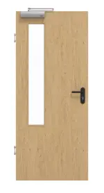 Frontansicht von GARANT Rauchschutztür Authentic Asteiche CePaL mit Lichtausschnitt LA-5 bandseitig