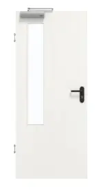 Frontansicht von GARANT Rauchschutztür Authentic Bianco CePaL mit Lichtausschnitt LA-5 bandseitig