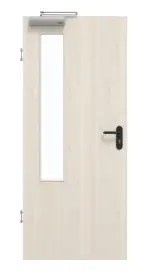 Frontansicht von GARANT Rauchschutztür Authentic Perl CePaL mit Lichtausschnitt LA-5 bandseitig