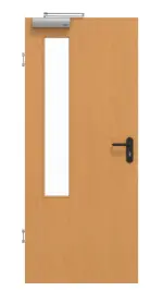 Frontansicht von GARANT Rauchschutztür Buche Exklusiv CePaL mit Lichtausschnitt LA-5 bandseitig