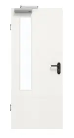 Frontansicht von GARANT Rauchschutztür Quer Authentic Bianco CePaL mit Lichtausschnitt LA-5 bandseitig