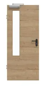 Frontansicht von GARANT Rauchschutztür Quer Authentic Risseiche CePaL mit Lichtausschnitt LA-5 bandseitig