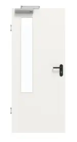Frontansicht von GARANT Rauchschutztür Weißlack 9016 GHK08 mit Lichtausschnitt LA-5 bandseitig