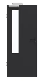 Frontansicht von GARANT Rauchschutztür Matt RAL 9005 G-TEC mit Lichtausschnitt LA-5 bandseitig