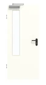 Frontansicht von GARANT Rauchschutztür U11026SD Kristallweiß GHK08 mit Lichtausschnitt LA-5 bandseitig