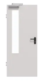 Frontansicht von GARANT Rauchschutztür U12188SD Lichtgrau GHK08 mit Lichtausschnitt LA-5 bandseitig