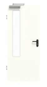 Frontansicht von GARANT Rauchschutztür W1000ST3 Premium Weiß GHK08 mit Lichtausschnitt LA-5 bandseitig